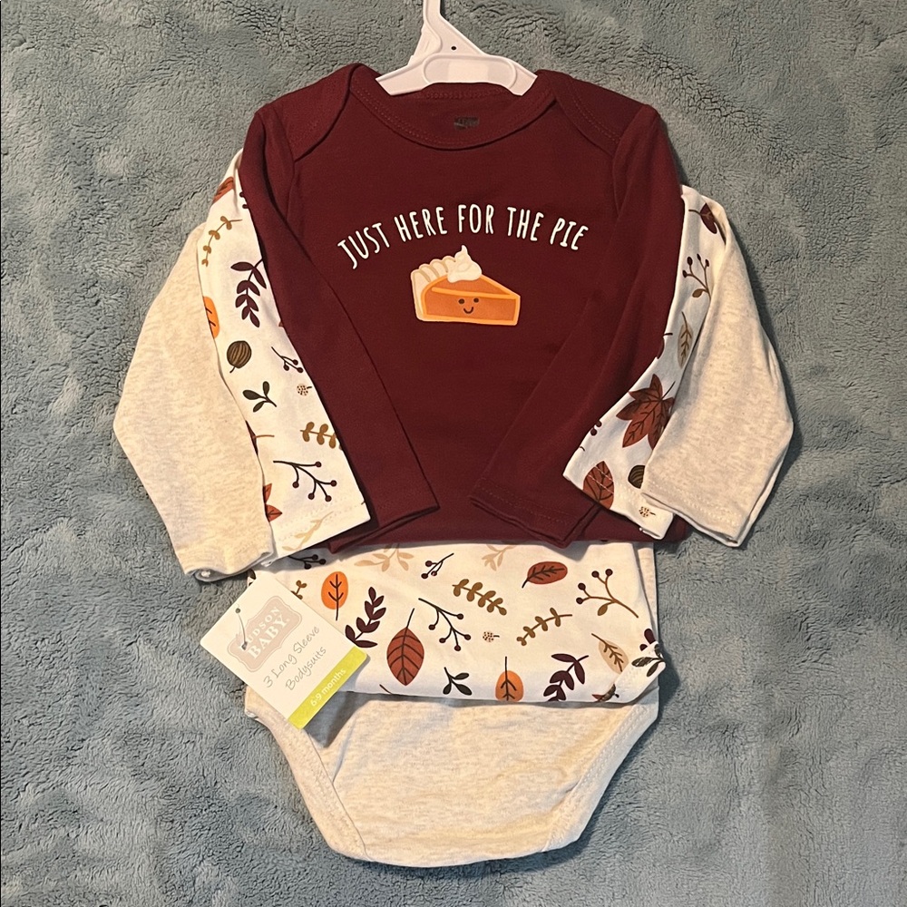 Hudson Baby Thanksgiving and Autumn 3 Long-Sleeve Bodysuits